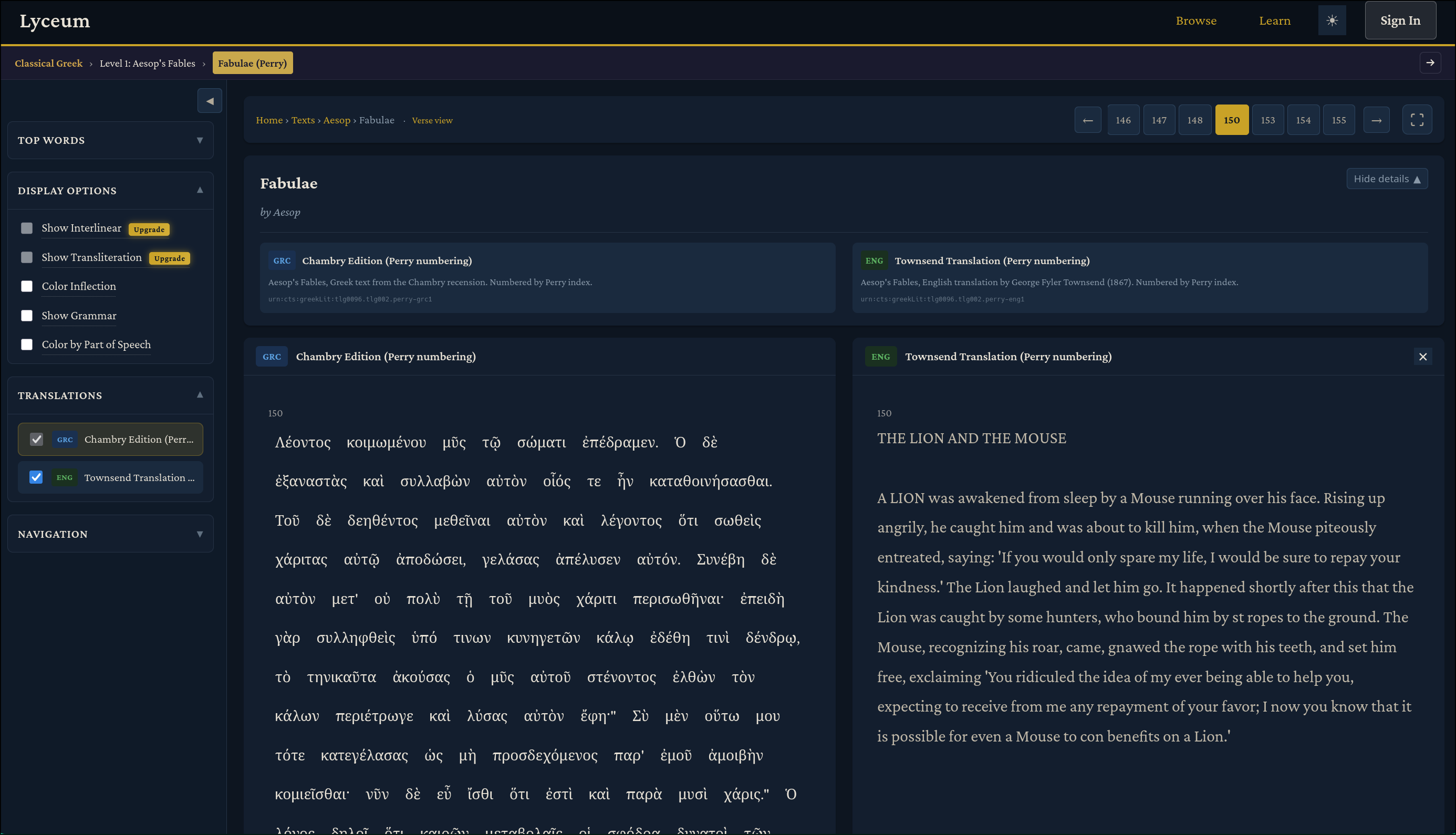 Side-by-side translation